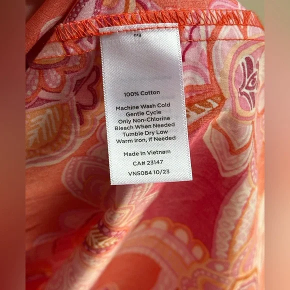 SOLD Talbots The Sutton Shirtdress in Orange/Pink Floral Paisley Women’s 10 - Picture 9 of 10